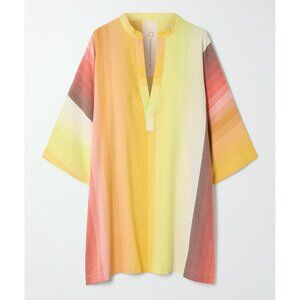 NWT Marrakshi Life Sunset Stripe Tunic Mini Short Dress Caftan Yellow Orange S
